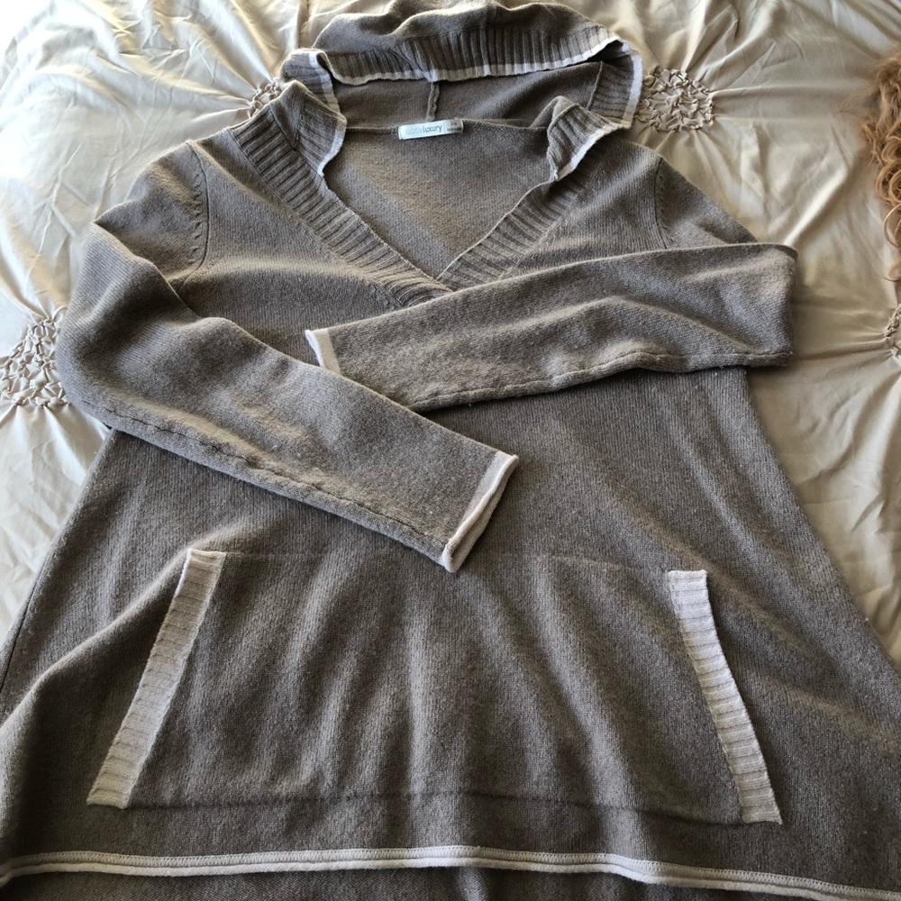 Subtle Luxury V neck cashmere hoodie